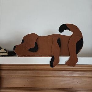 Wooden Dog Shelf Decor Hand Made 6x8